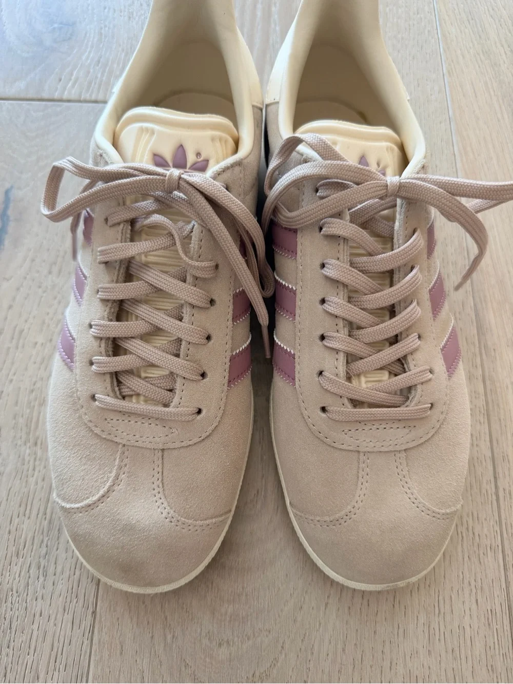 adidas Gazelle Women's Sneakers in Taupe with Lavender Stripes